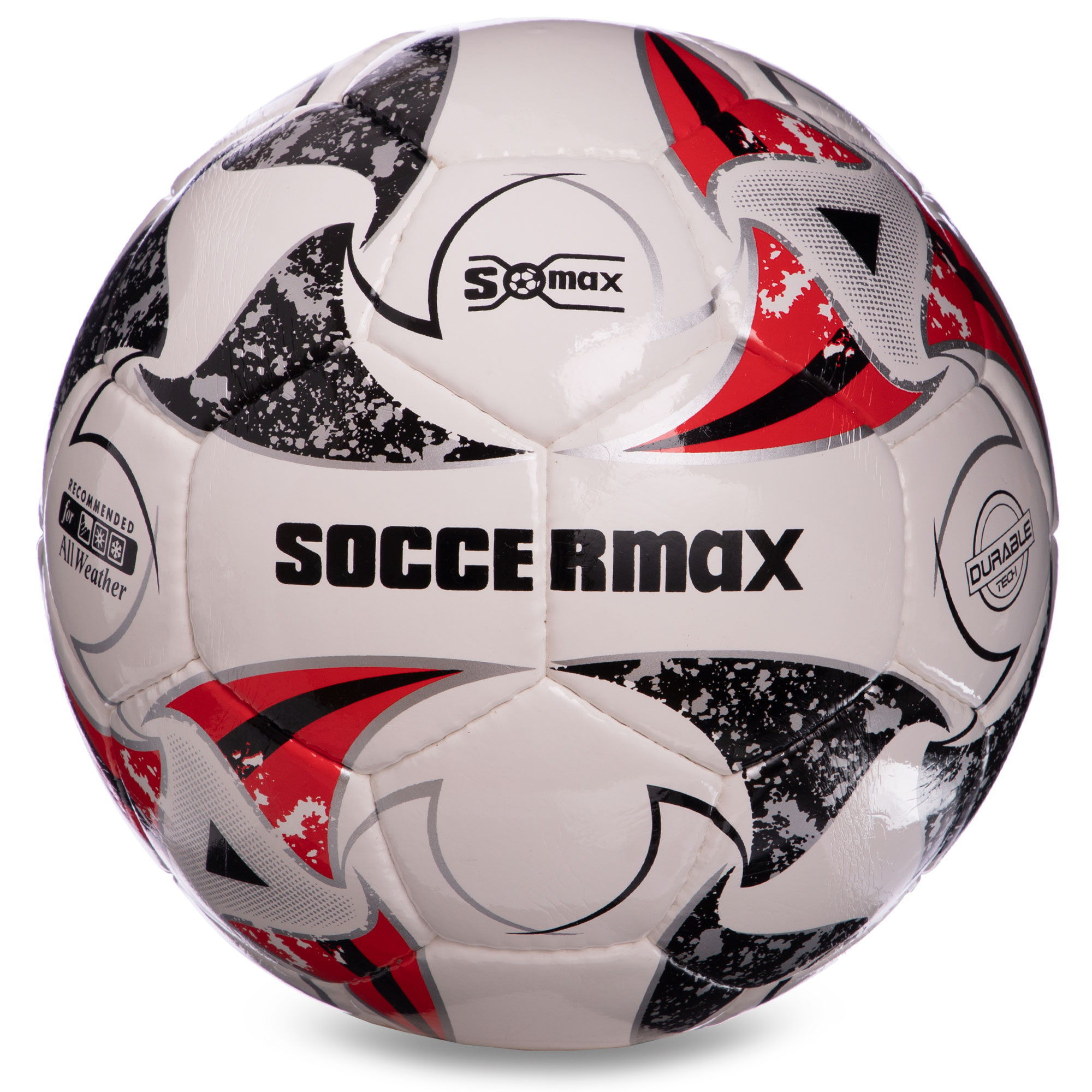 М'яч футбольний SOCCERMAX FIFA FB-0003 №5 Білий-сірий-червоний