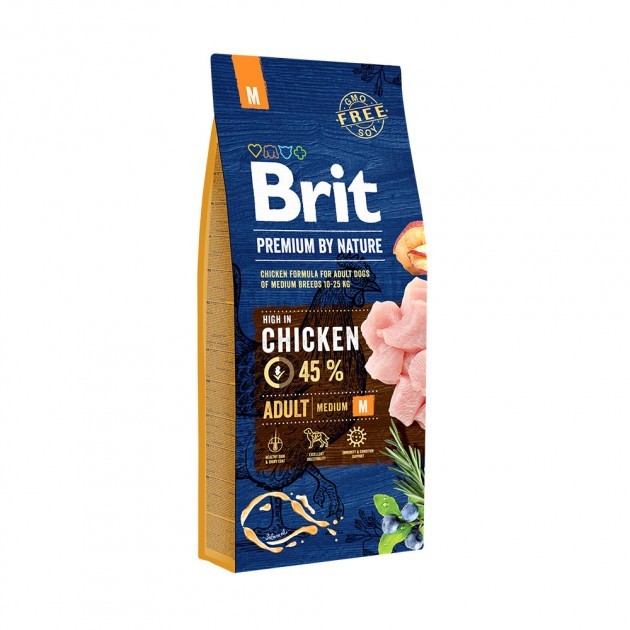 Сухой корм для взрослых собак средних пород Brit Premium Adult M 15 кг