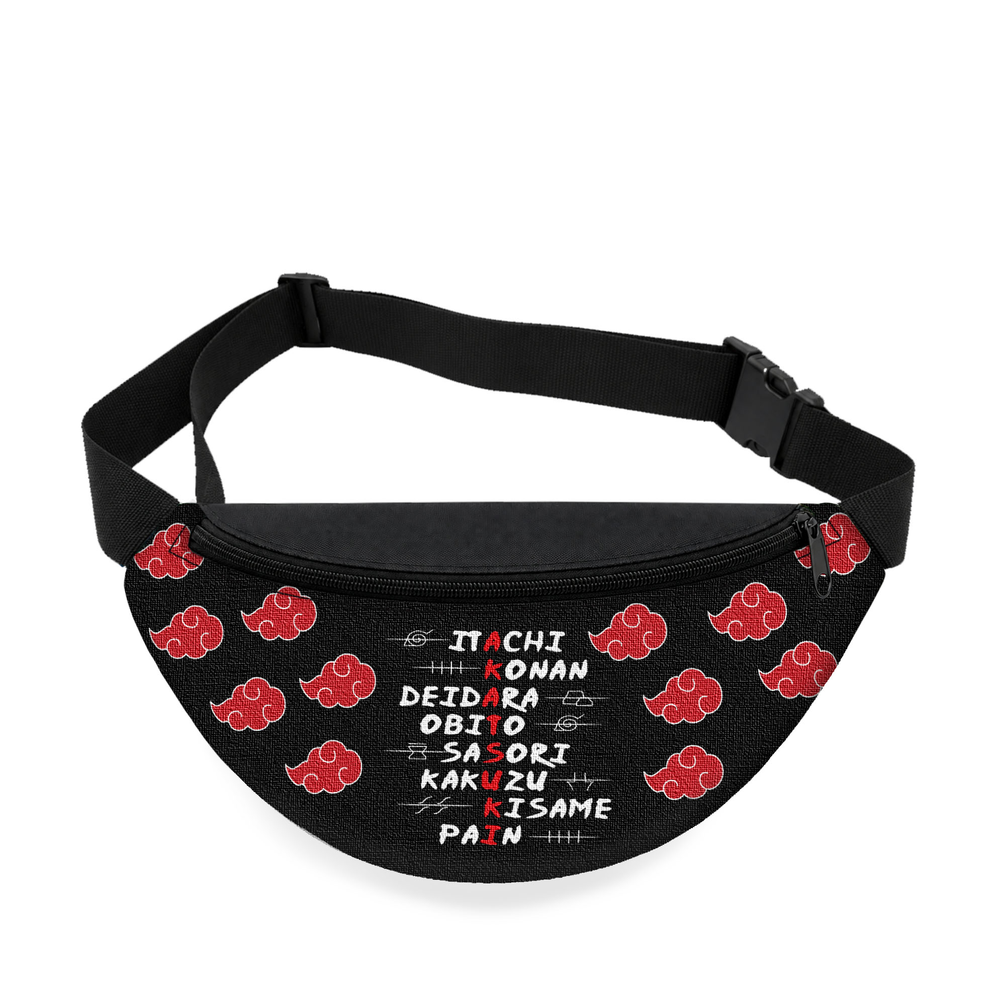 Дитяча сумка-бананка Naruto Akatsuki 32x15x7.5 см, чорна