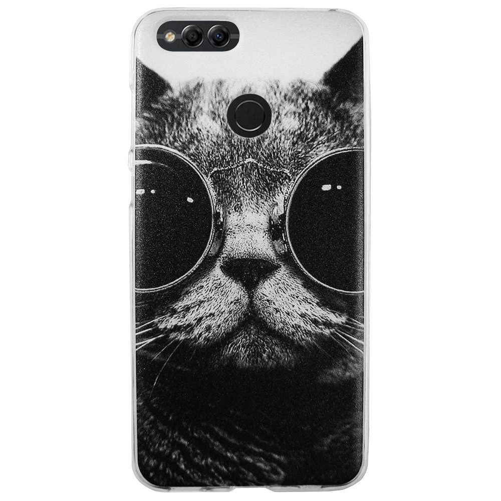 Чохол із малюнком Printed Silicone для Honor 7X Кіт в окулярах (hub_ovfP35284)