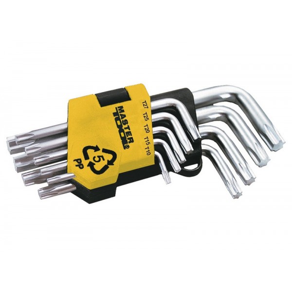 Ключі TORX MASTERTOOL набір 9 шт CrV короткі (Т10-Т50 55-133 мм) 75-0960