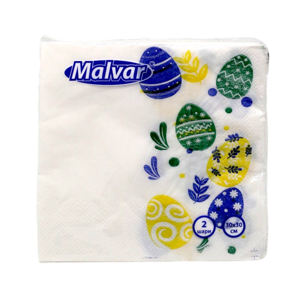 Салфетки столовые Malvar Пасхальные яйца 30х30 см 2 слоя Разноцветный 20 шт