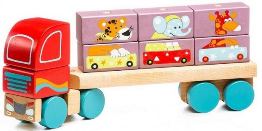 Деревянная игрушка Левеня Cubika Тягач с кубиками LM-14 (13432R)