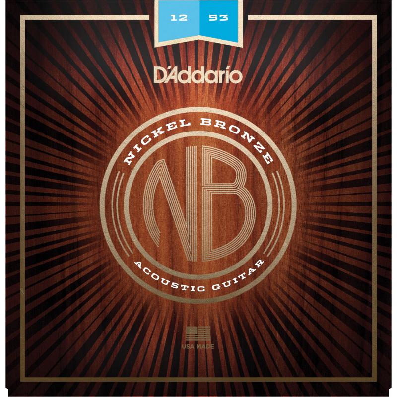 Струни для акустичної гітари 6 шт D'Addario NB1253 Nickel Bronze Light Acoustic Guitar Strings 12/53