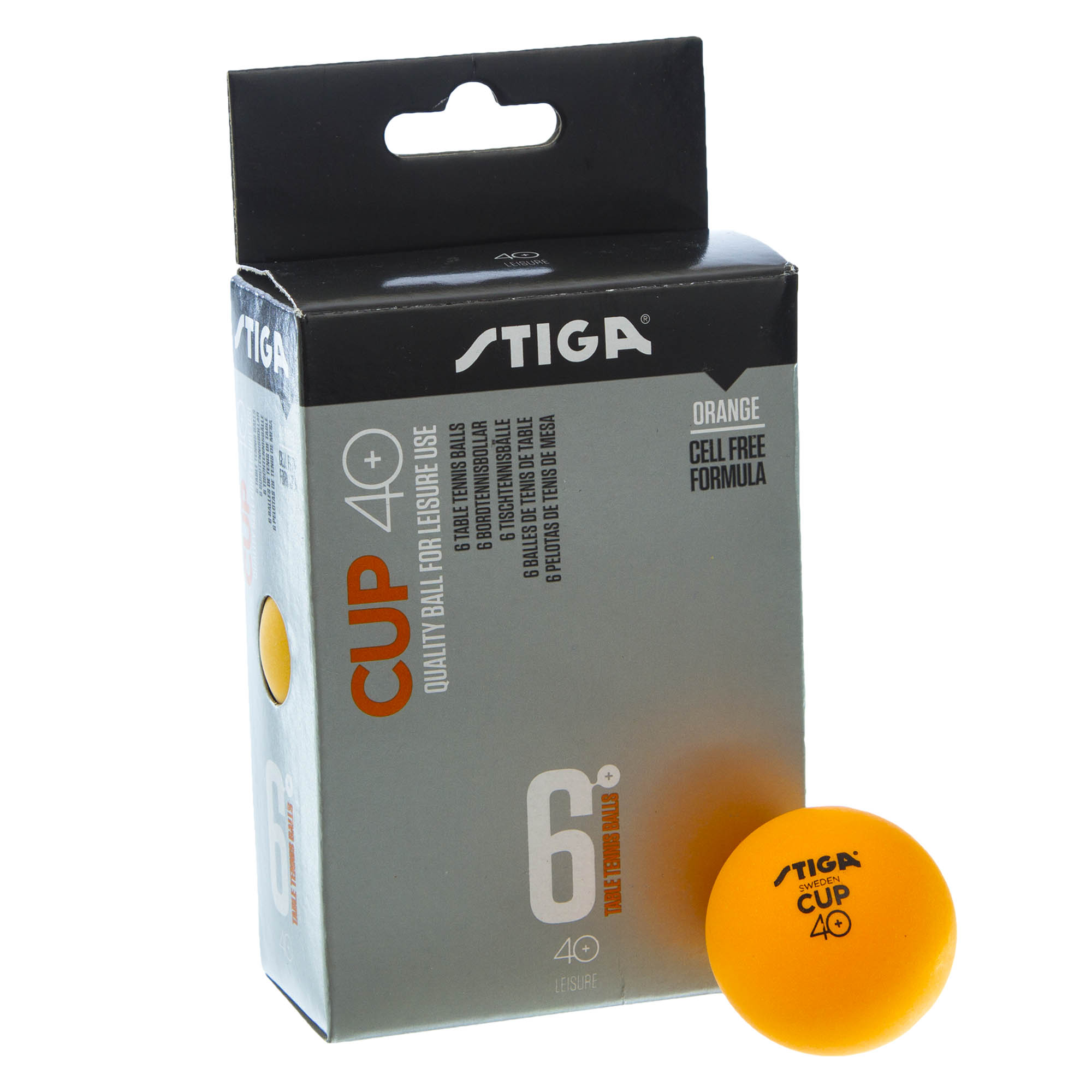 Набір м'ячів для настільного тенісу 6 штук STIGA SGA-1110-25 CUP (ABS, d-40мм) Помаранчевий (PT0580)