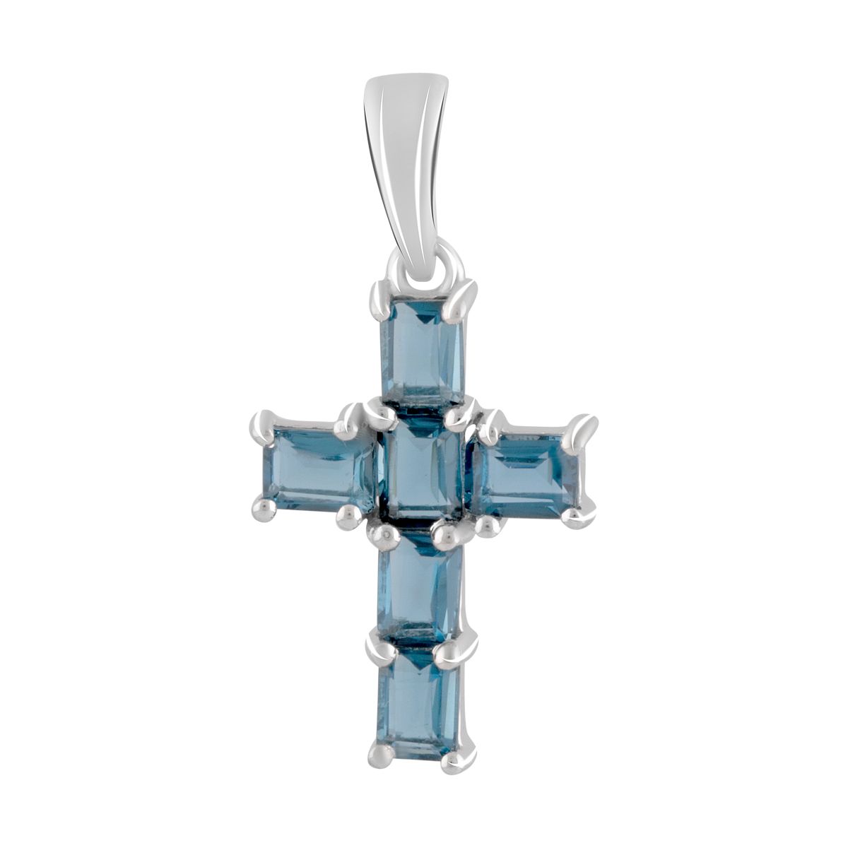 Серебряный крестик SilverBreeze с топазом Лондон Блю 0.45ct (2092551)