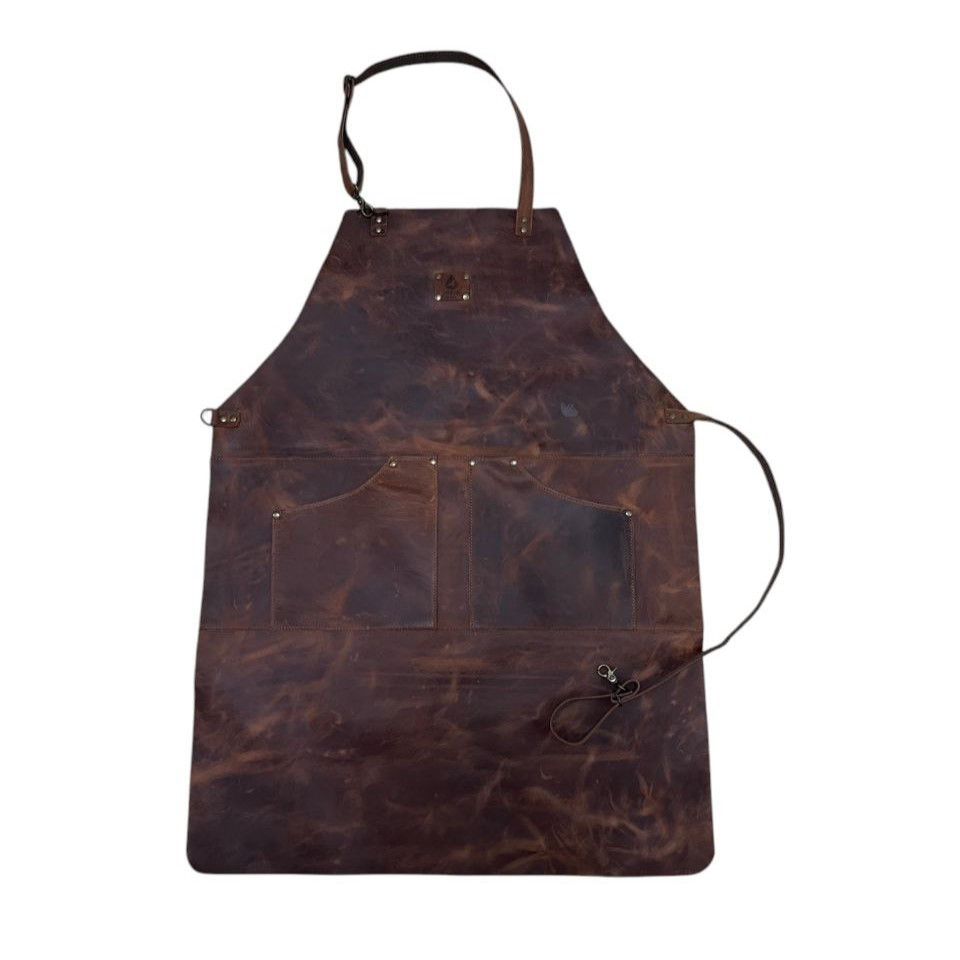 Шкіряний фартук Gorillas BBQ 5276 (FR22) для барбекю та мангала, коричневий, 82×61 см