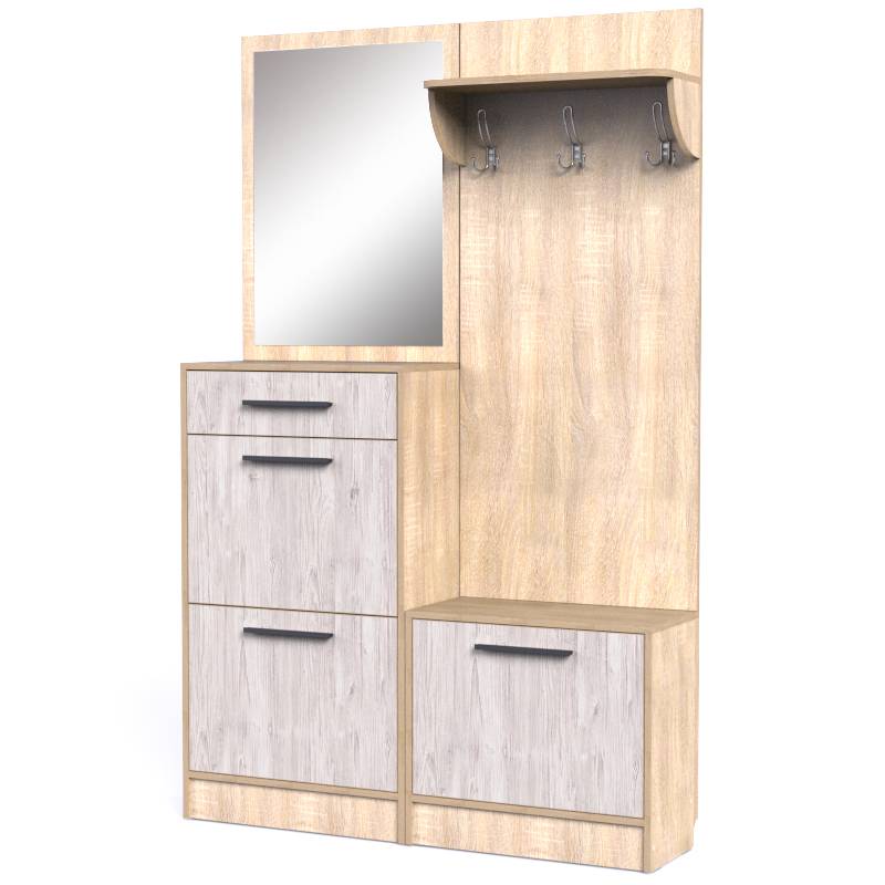 Прихожа Тиса Мебель Прихожа-30 Сонома Аляска 190x35x120 см