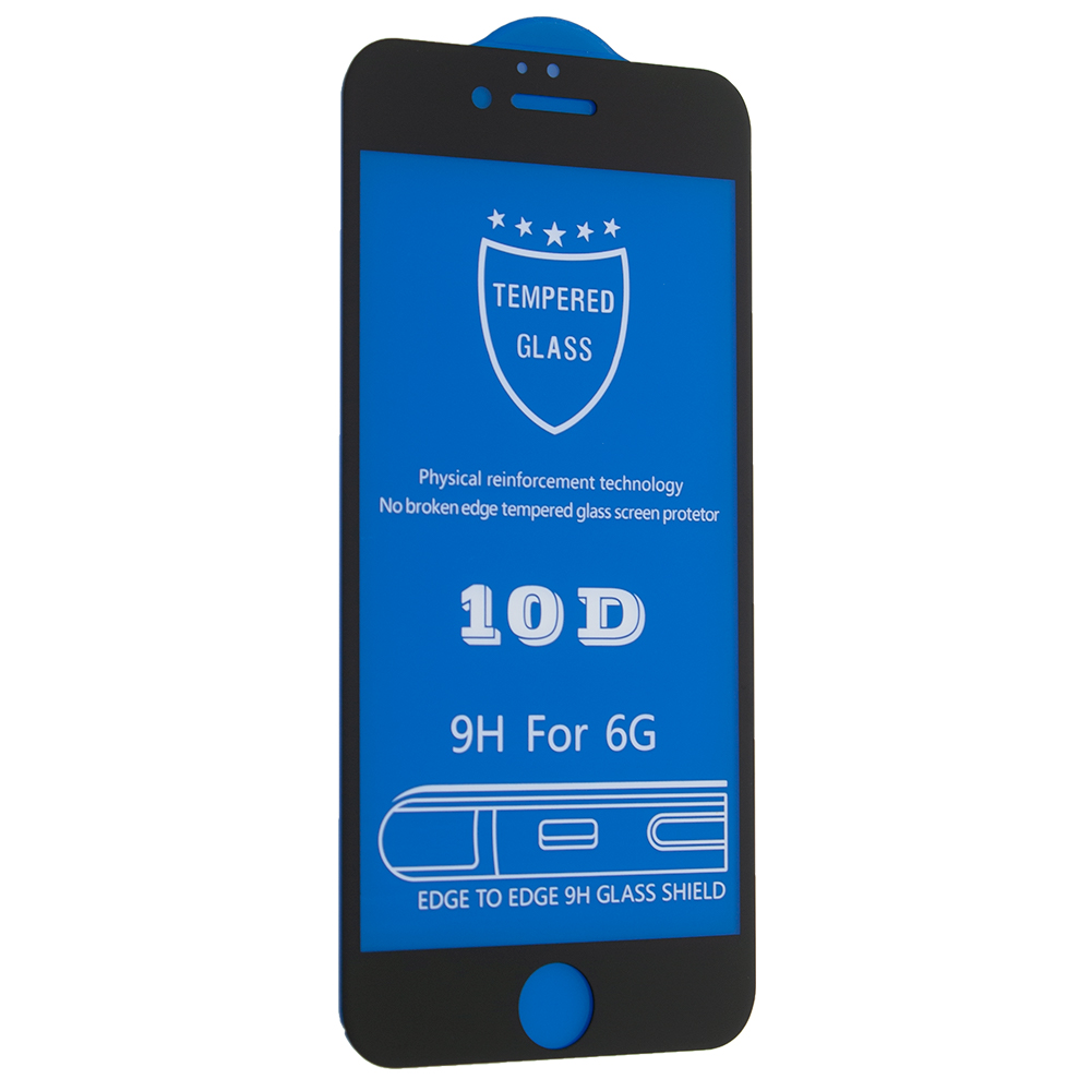 Защитное стекло 10D 9H для Apple iPhone 6/ iPhone 6S Black (00003632)