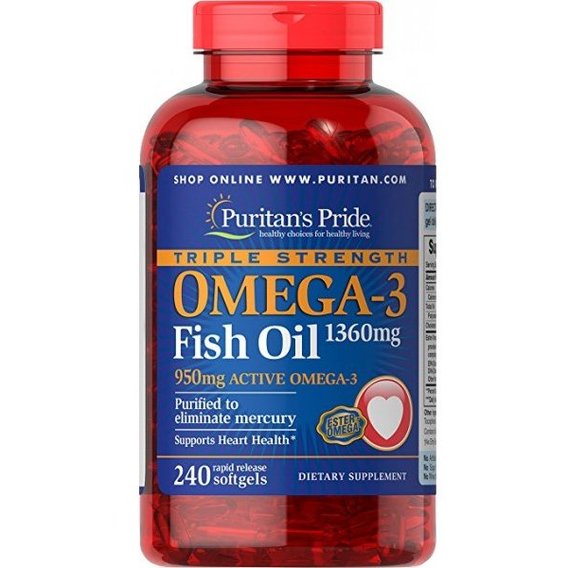Омега 3 Puritan's Pride Triple Strength Omega-3 Fish Oil 1360 mg 240 Caps