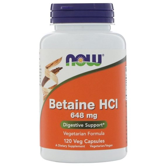 Бетаина гидрохлорид NOW Foods Betaine HCL 648 mg 120 Veg Caps NF2938