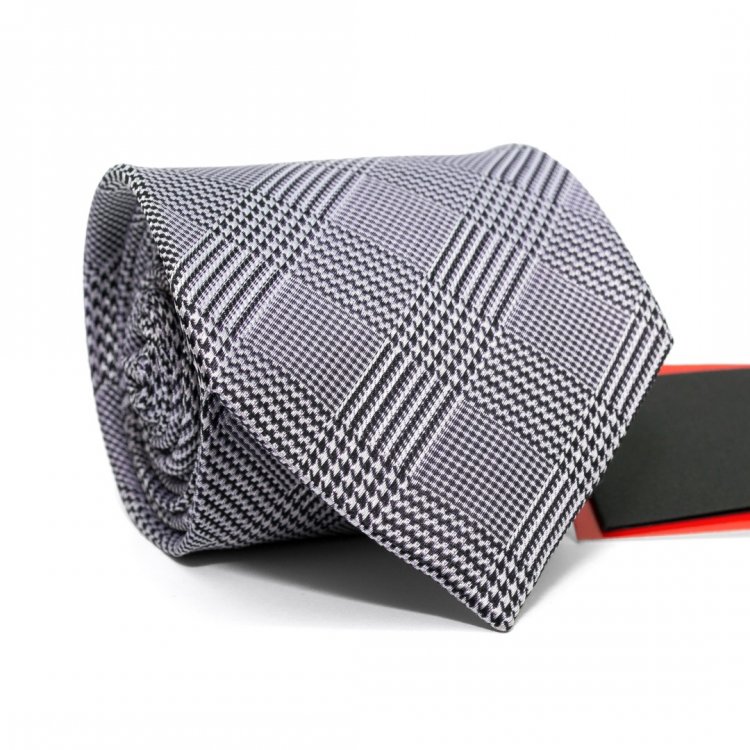 Краватка Чоловіча Чорно-Біла З Фіолетовим Відтінком Gin-2575