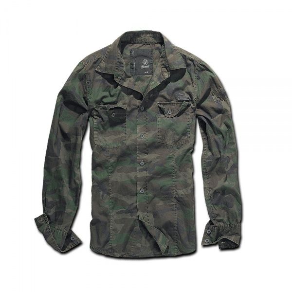 Сорочка Brandit Slimfit Shirt WOODLAND S Камуфльований (4005.10)