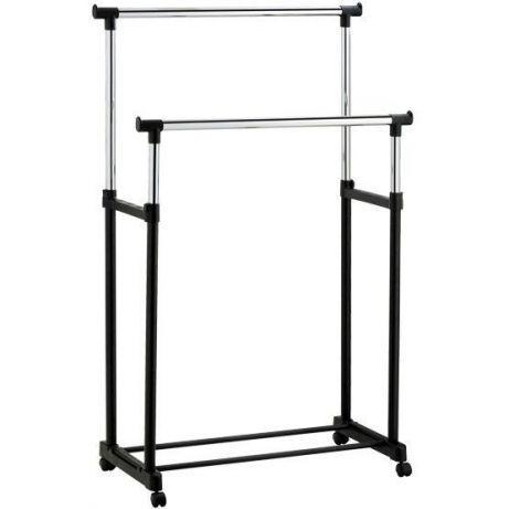 Телескопическая стойка-вешалка для одежды и обуви Double Pole Clothes Horse Черная (000024646B)