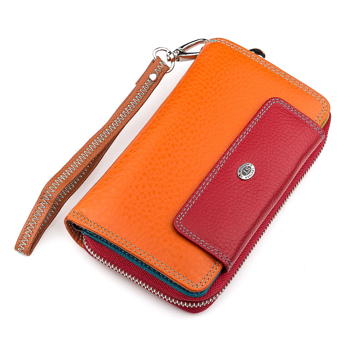 Кошелек женский ST Leather SB55-5 кожаный Оранжевый/Красный (18441)