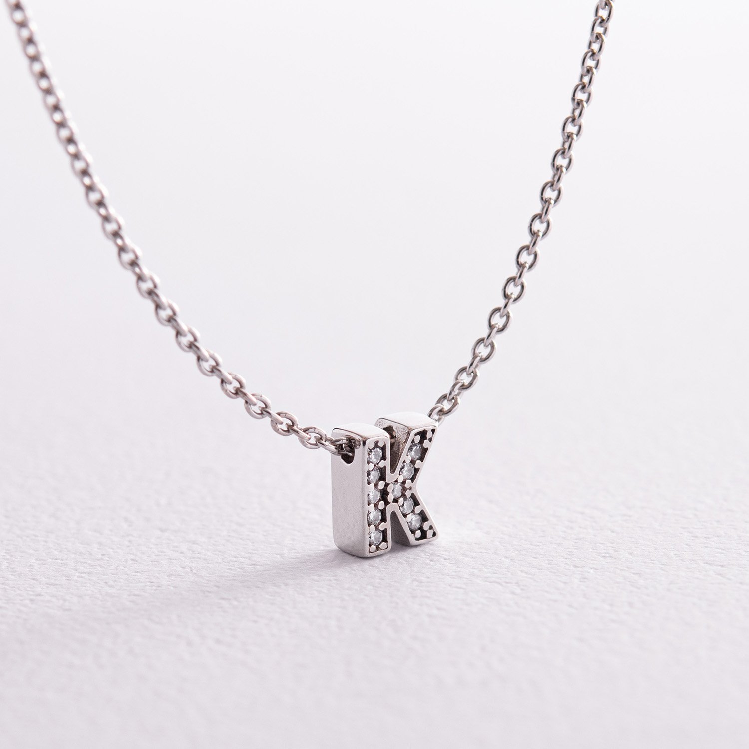 Серебряное колье с буквой К с фианитами 1103 К Оникс 45