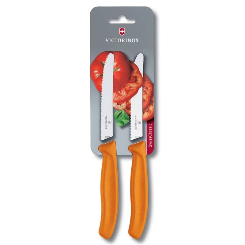 Набор кухонных овощных ножей Victorinox TomatoSausage 11 см 2 шт Оранжевые (6.7836.L119B)