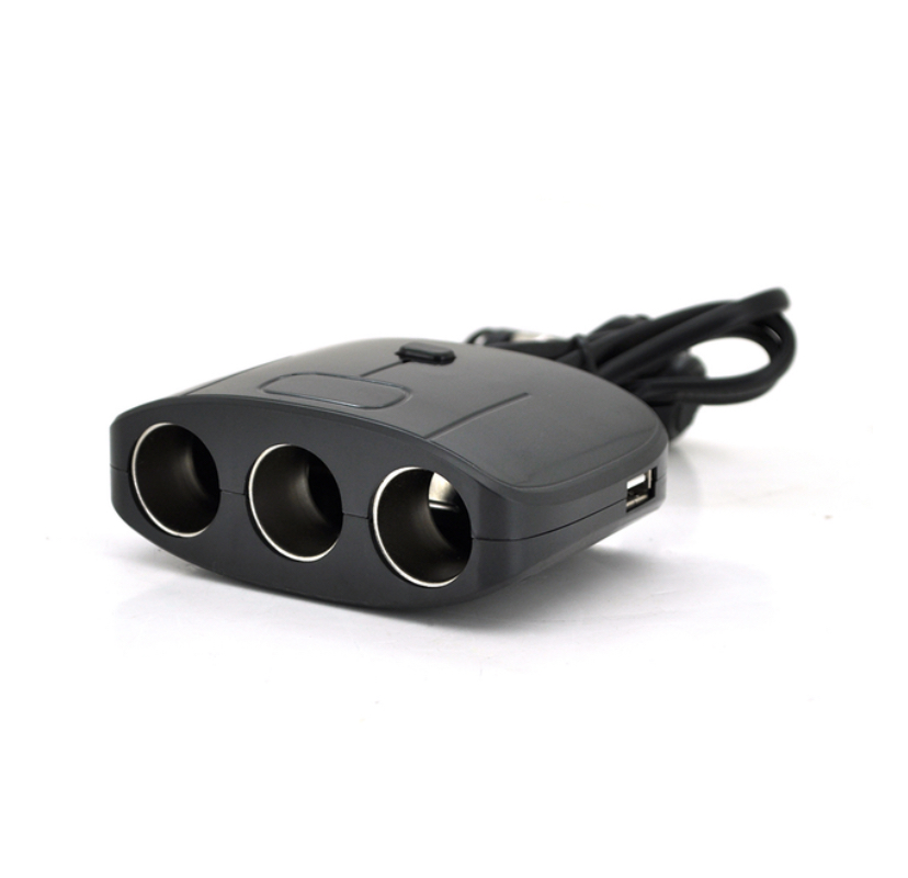 Разветвитель автомобильный Olesson 1635 3 гнезда + 2USB Черный (30151413)