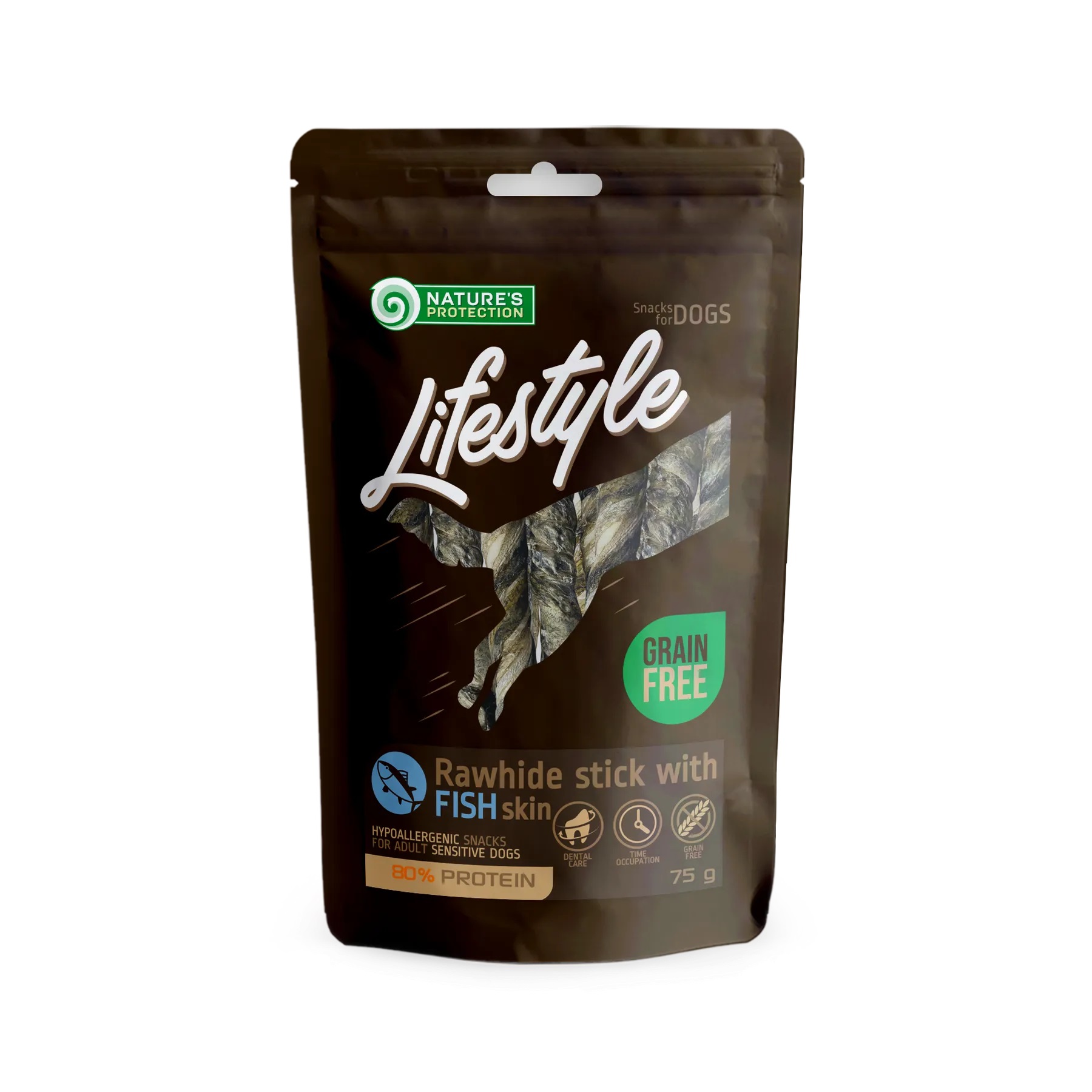 Лакомство для собак палочки из сыромятной рыбьей кожи Nature's Protection Lifestyle Snack For Dogs Rawhide Sticks With Fish Skin 75 г (SNK46133)