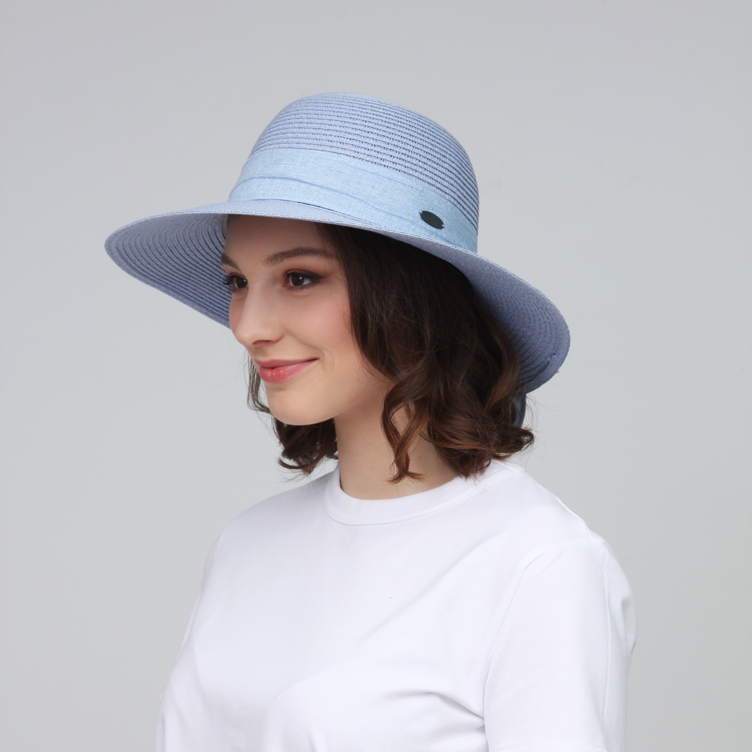 Шляпа LuckyLOOK со средними полями 376-305 One size Голубой