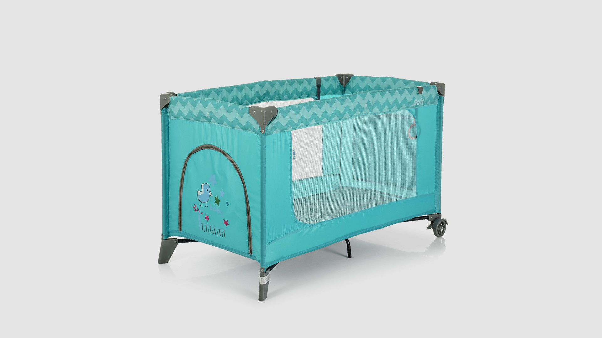 Дитячий манеж EL CAMINO ME 1016 SAFE MINT ZIGZAG М'ятний (KI01015)