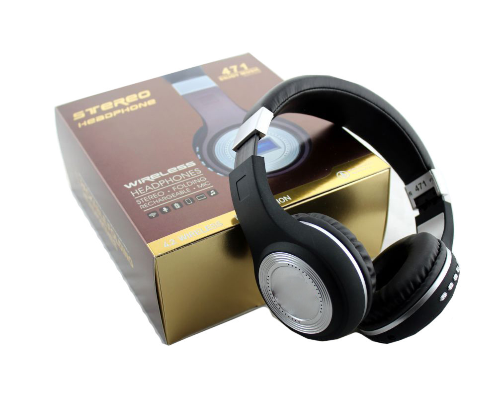 Bluetooth навушники microSD FM MP3 471 Black (sp4224)