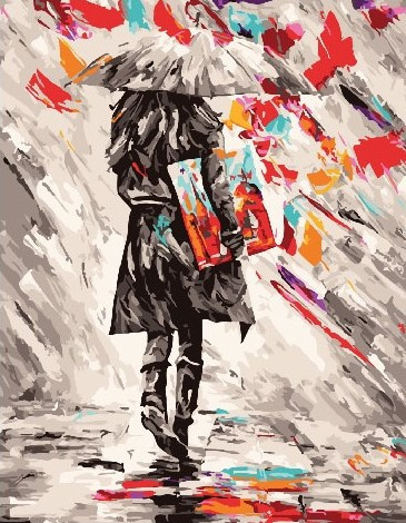 Картина за номерами BrushMe "Іду під парасолькою" 40х50см GX25784