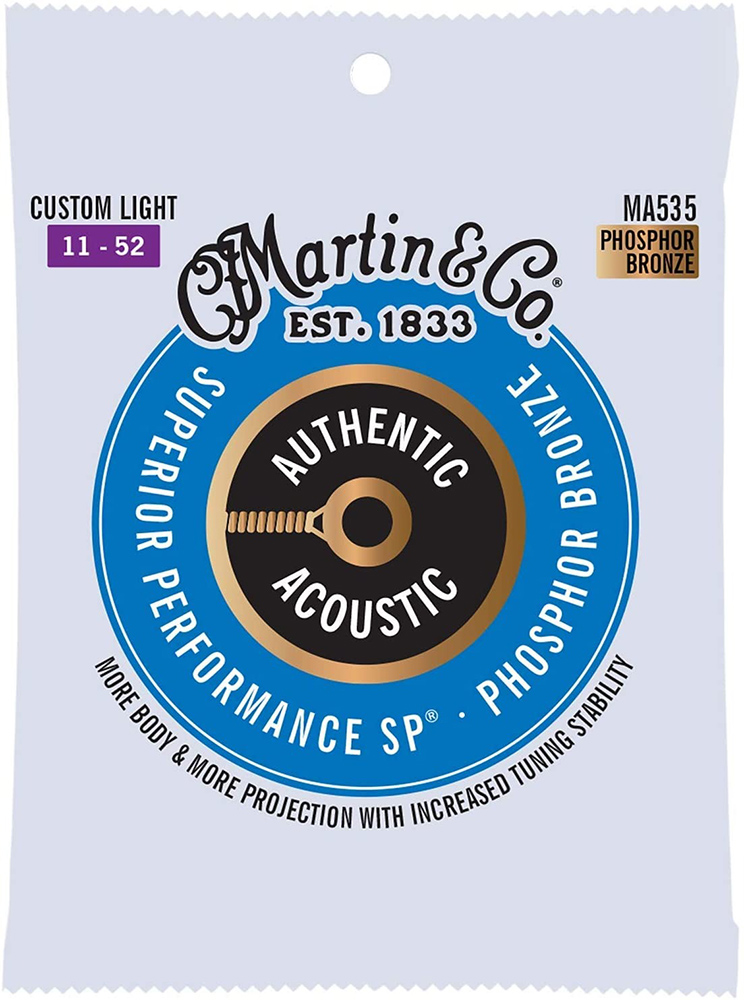 Струны для акустической гитары Martin MA535 92/8 Phosphor Bronze Custom Light Acoustic Guitar Strings 11/52