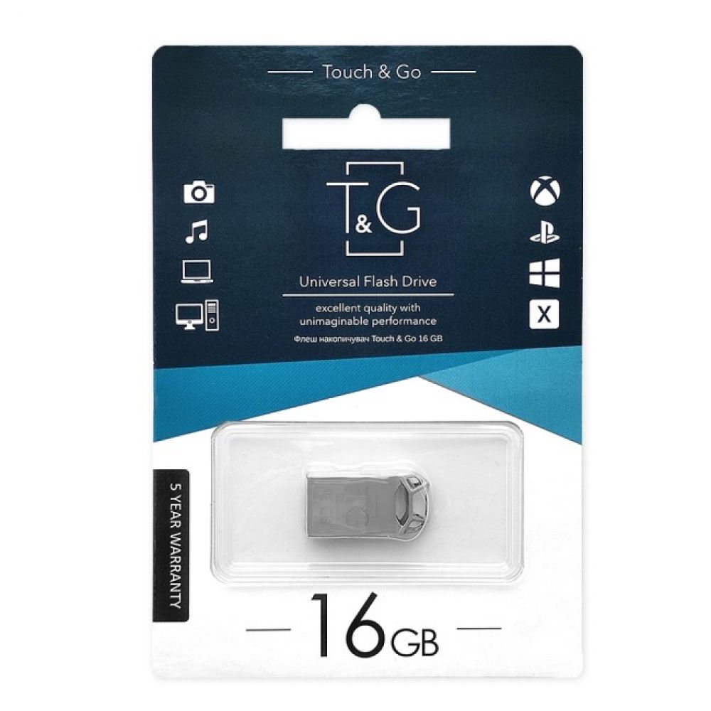 Флеш пам'ять T&G USB 2.0 16GB Metal 110 Steel