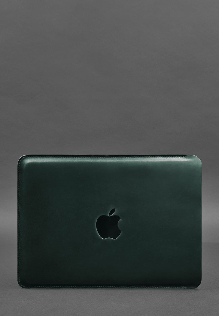 Кожаный чехол для MacBook 14 дюйм Зеленый Crazy Horse BlankNote