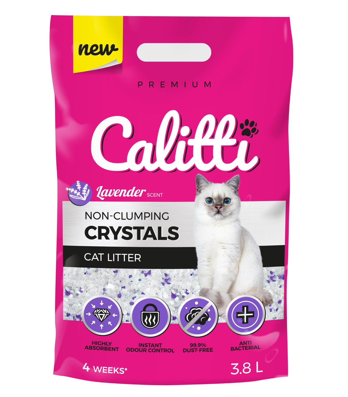 Наполнитель для кошек силикагель Calitti CRYSTALS с лавандой 3,8л