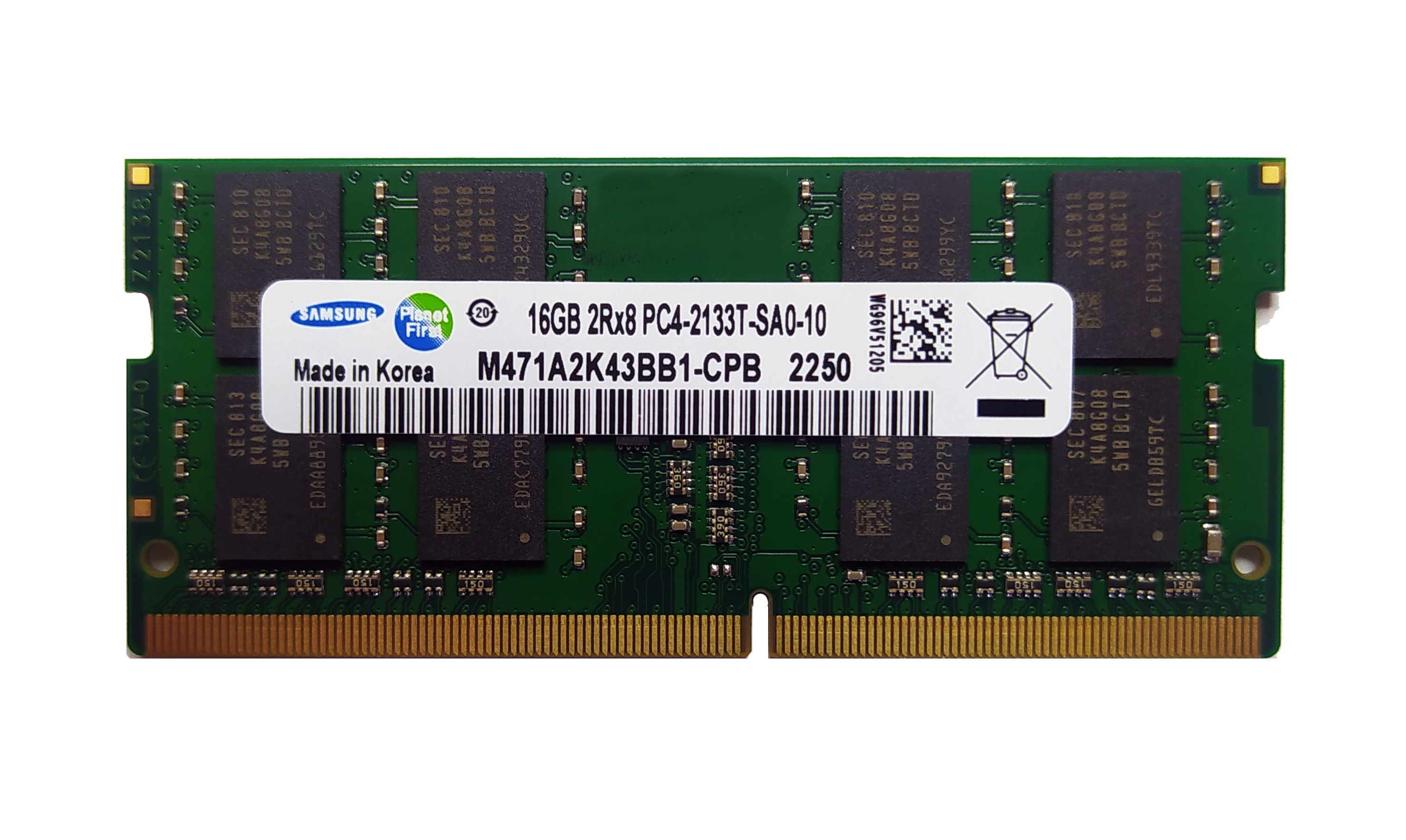 Оперативна пам'ять Samsung 16 GB SO-DIMM DDR4 2133 MHz (M471A2K43BB1-CPB)