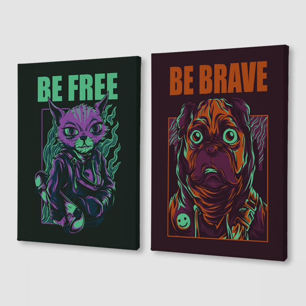Модульна картина із двох частин Be free be brave Malevich Store 153x100 см (MK21211)