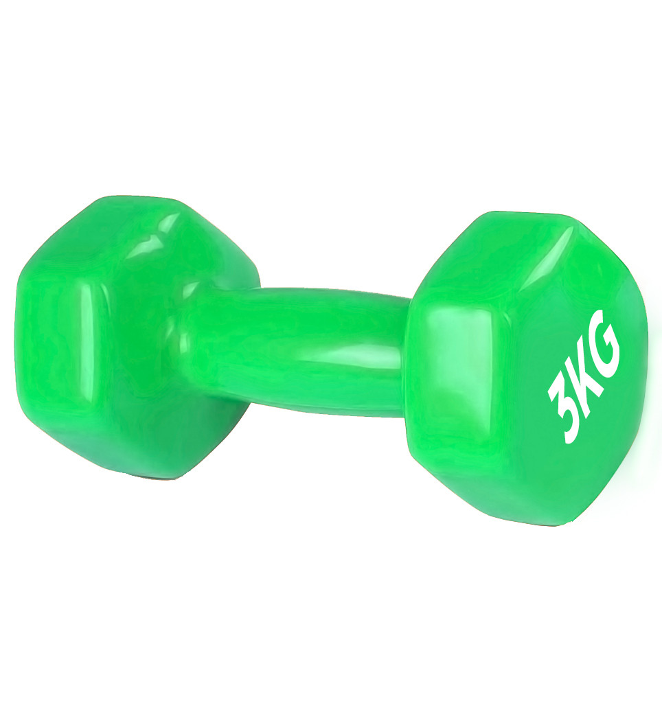 Гантель PowerPlay 4125 вінілова 3 кг Зелена