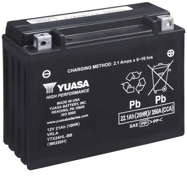 Мото аккумулятор Yuasa 22.1 Ah/12V High Performance MF VRLA Battery (сухозаряжений) (YTX24HL-BS)
