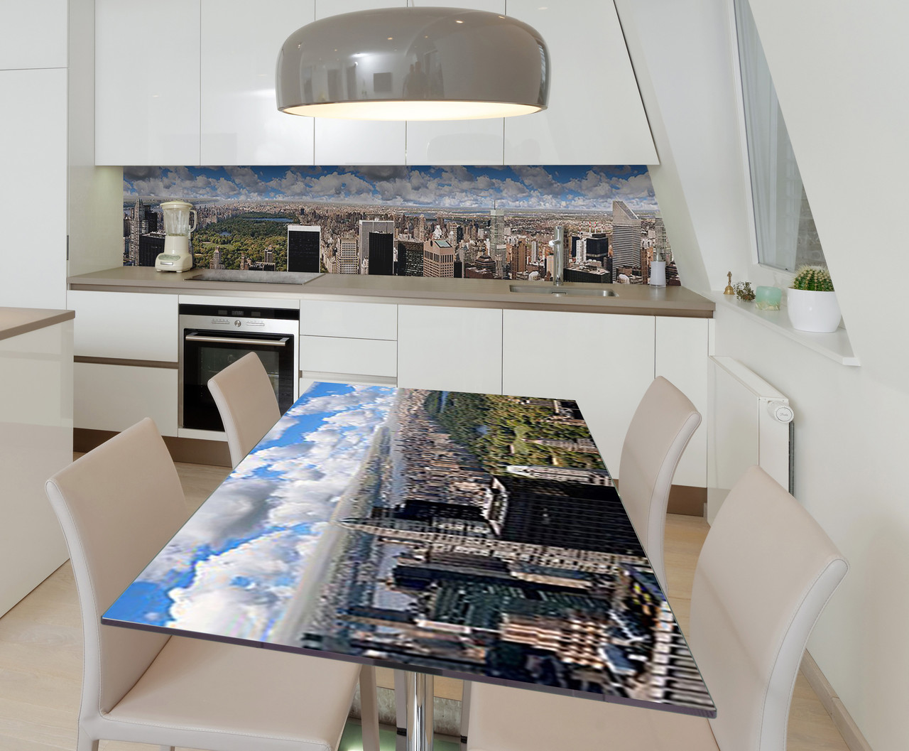 Наклейка 3Д виниловая на стол Zatarga «На вершине Лонг-Айленда» 600х1200 мм для домов, квартир, столов,