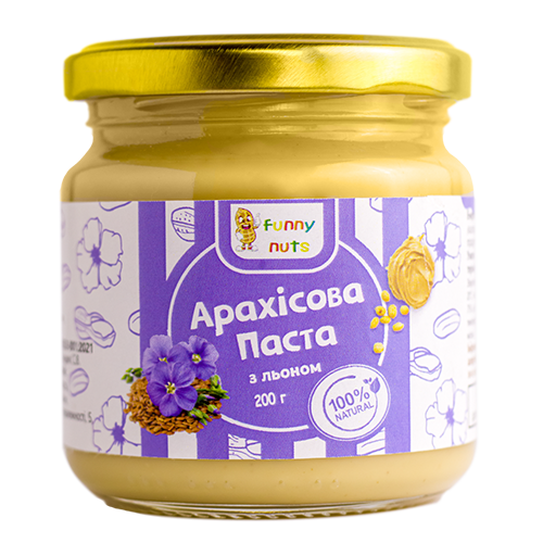 Арахисовая паста Funny Nuts с льном 200 г (1696405143)