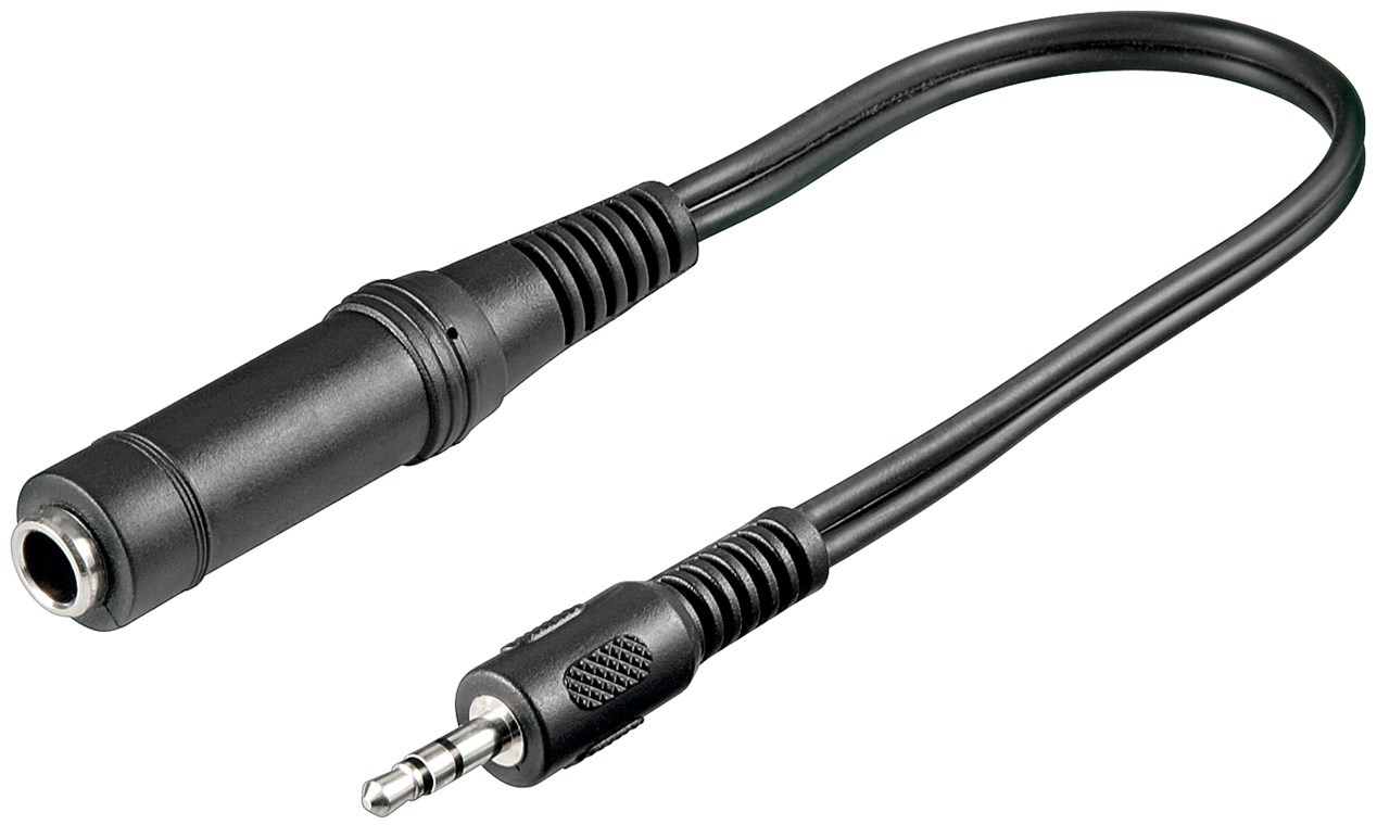 Перехідник аудіо Goobay Jack 3.5mm 3pin-6.3mm M/F 0.2m Stereo Plastic чорний (75.05.0470)