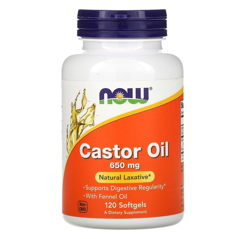 Очистка кишечника NOW Foods Castor Oil 650 mg 120 Softgels