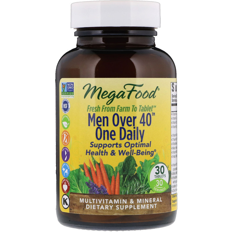 Вітаміни для чоловіків MegaFood 40+ Men One Daily без заліза 30 таблеток (2290)
