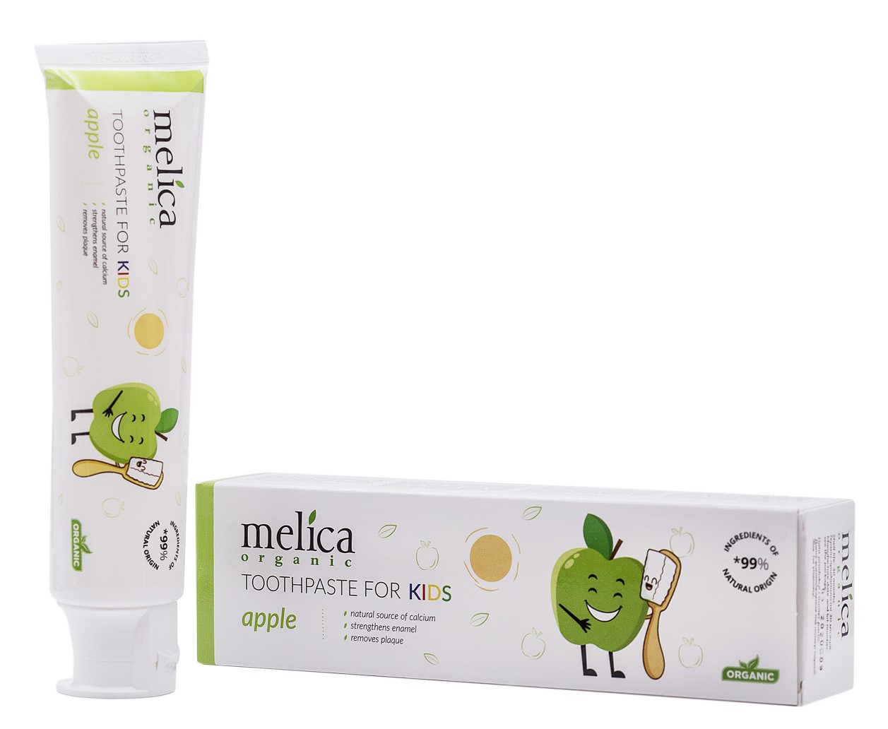 Зубна паста дитяча зі смаком Яблуко Melica Organic 100 мл