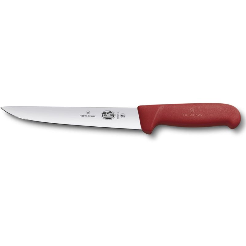 Кухонний ніж м'ясника Victorinox Fibrox Sticking 18 см Червоний (5.5501.18)