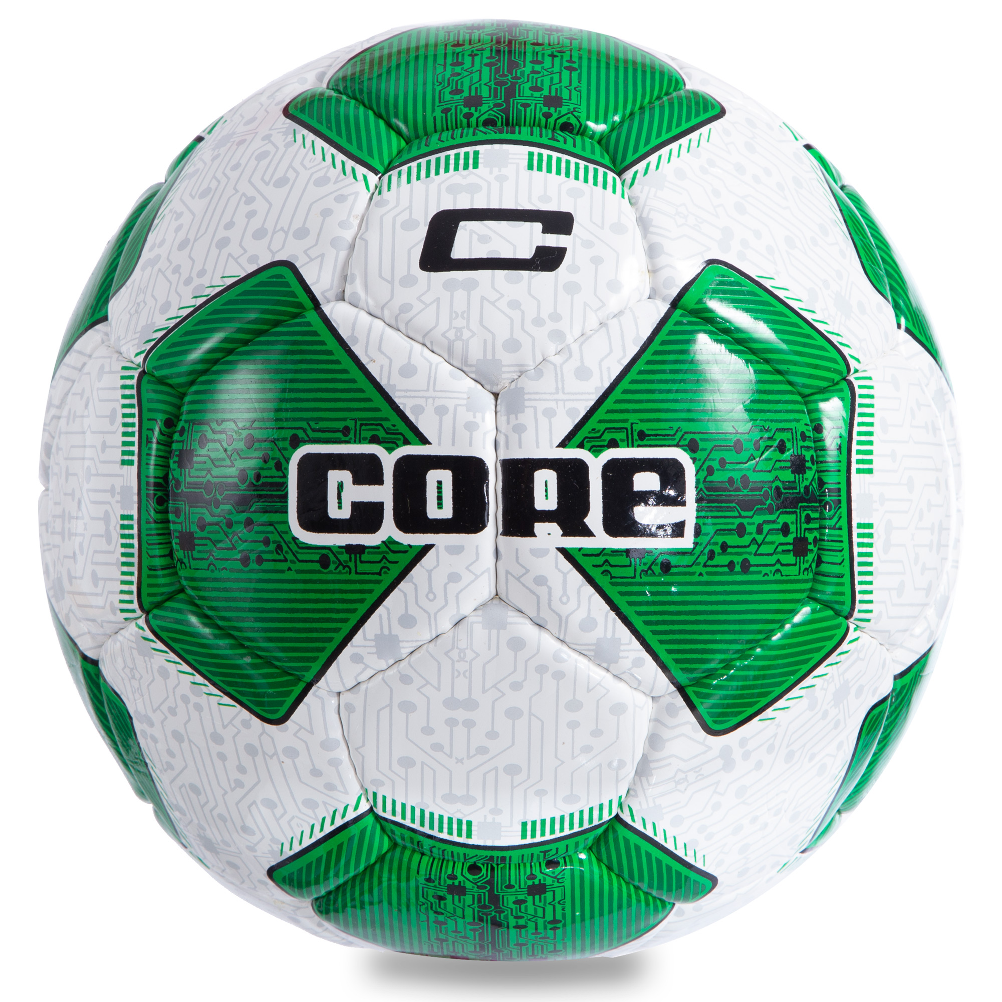М'яч футбольний planeta-sport №5 PU CORE COMPETITION PLUS CR-005 Білий зелений