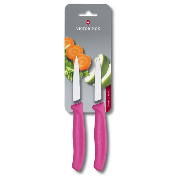 Набір кухонних овочевих ножів Victorinox Swiss Classic Paring 8 см 2 шт Рожеві (6.7606.L115B)