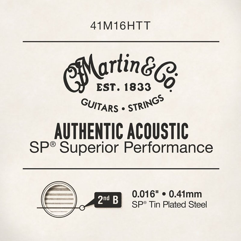 Струна Martin 41M16HTT Authentic Acoustic Tin Plated Plain Steel String .016