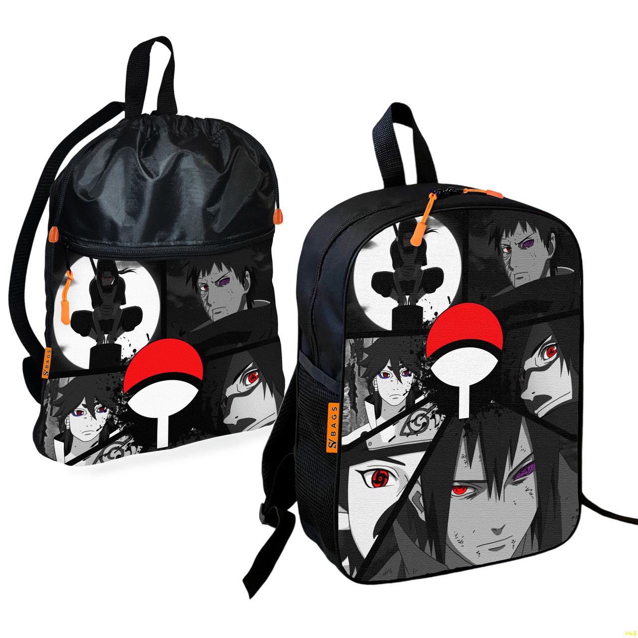 Дитячий шкільний рюкзак з сумкою для взуття Naruto, 2 предмети