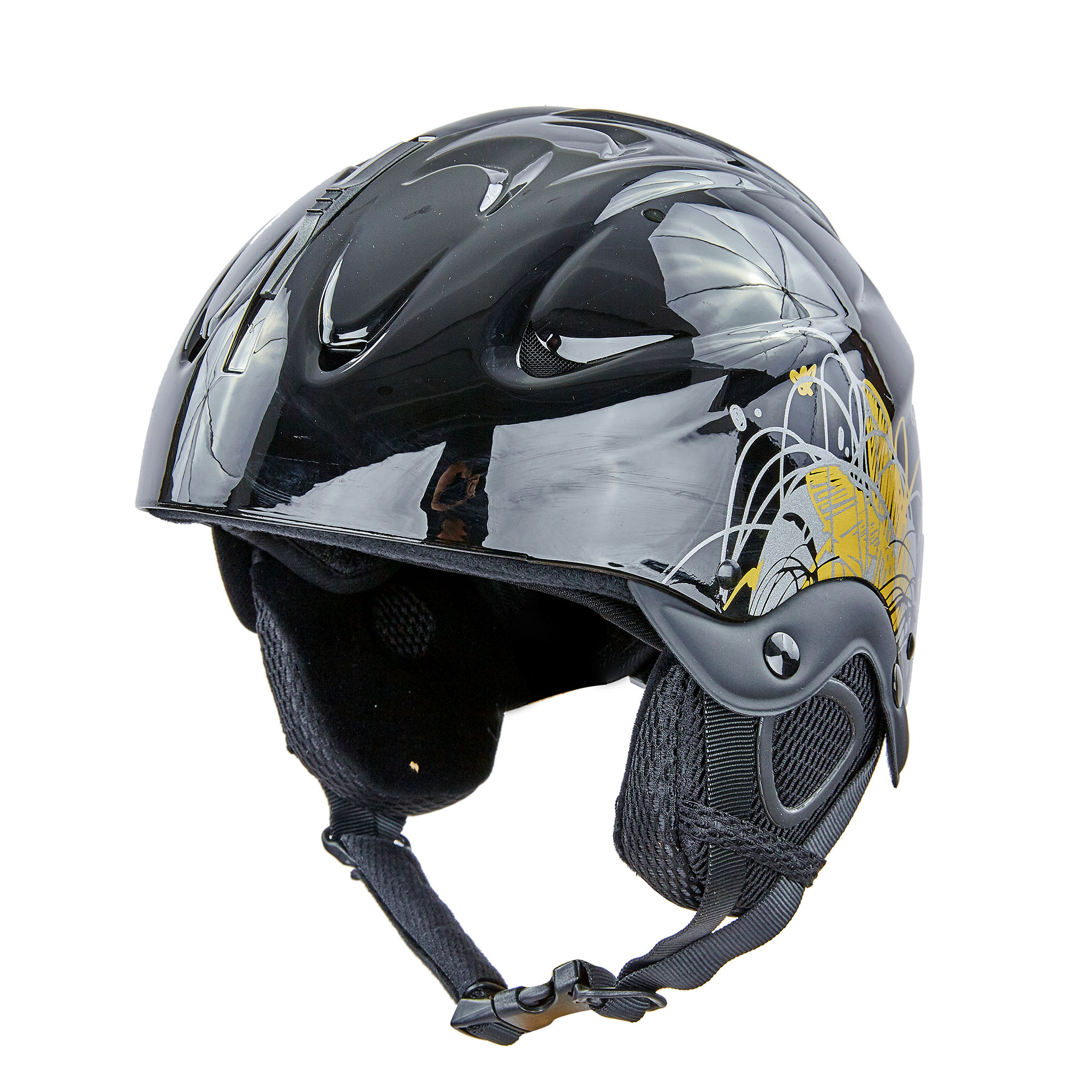 Шлем горнолыжный с механизмом регулировки MOON MS-2947-S р-р 53-55 Черный-золотой (AN0279)