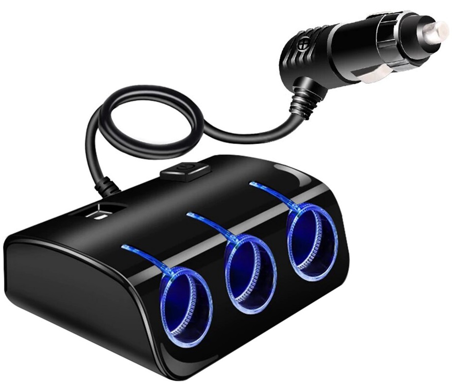 Розгалужувач прикурювача In-car Olesson 2 USB - 3 port 1.2A Black 12V-24V (NO-1506)