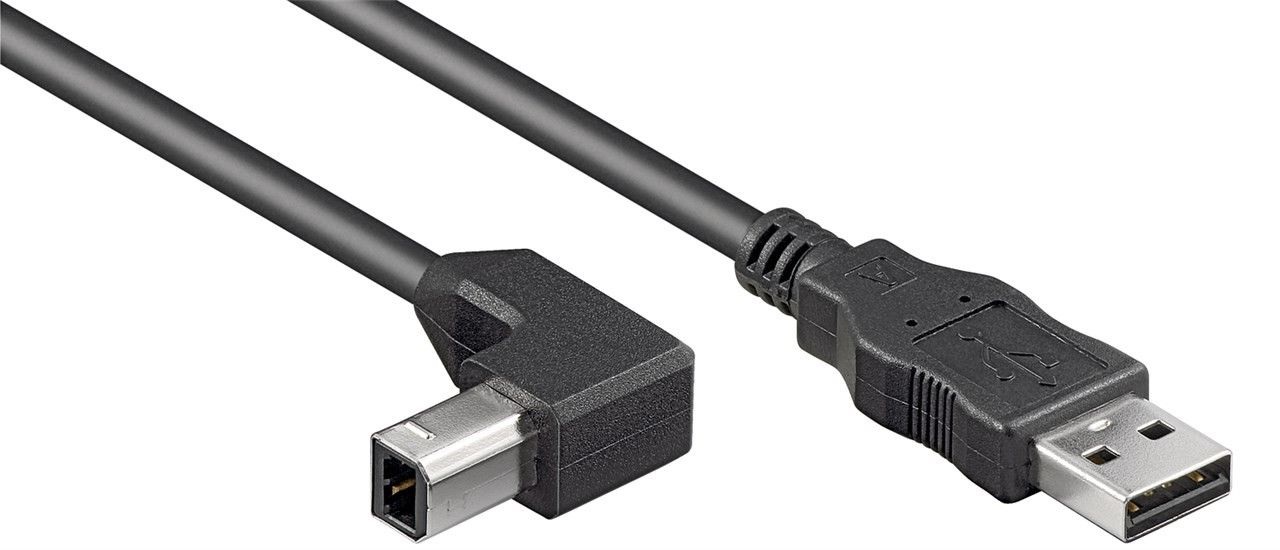Кабель принтера Lucom USB2.0 A-B M/M  0.5m AWG28 90°вниз 2xShielded Cu чорний (25.02.5083)