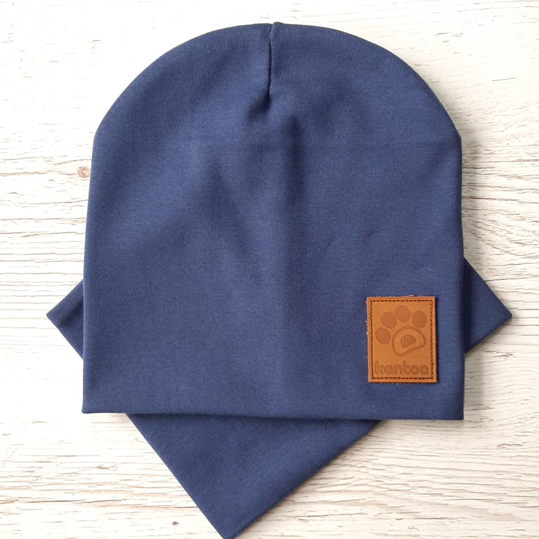 Детская шапка с хомутом КАНТА размер 52-56 Синий (OC-133)